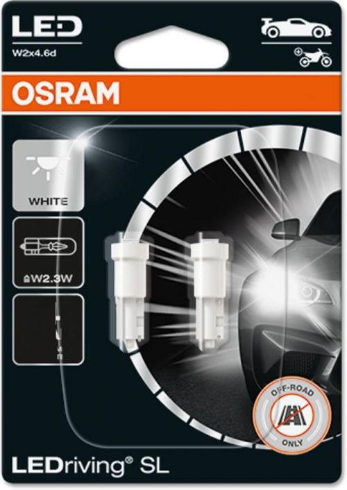 OSRAM LEDRiving SL W2.3W W2x4.6d 0.25W 12V 6000K 25 lm White 2ks 2723DWP-02B 4062172254687