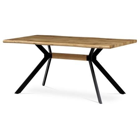 Autronic HT-863 OAK Jídelní stůl, 160x90x76 cm, MDF deska, 3D dekor divoký dub, kov, černý lak