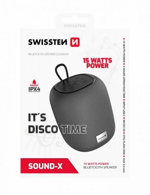 Bluetooth reproduktor swissten sound-x šedý