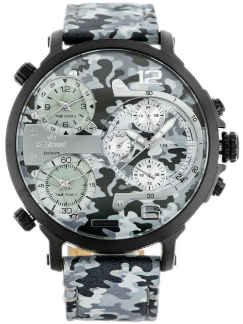 G. Rossi Pánské analogové hodinky s ukazatelem datumu a krabičkou Veilont maskáčová