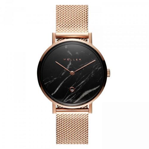 Meller Dámské analogové hodinky s ukazatelem datumu Astar Black Marble růžová 34.0