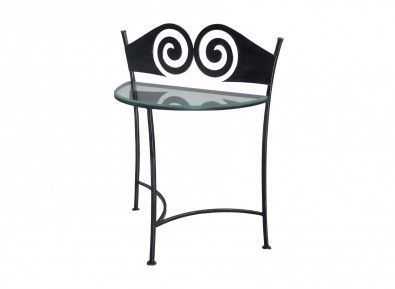IRON-ART Noční stolek RONDA - se skleněnou deskou