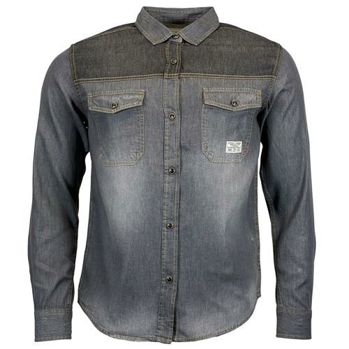 OEM Pánská džínová košile s dlouhým rukávem Feiler šedo-černá L