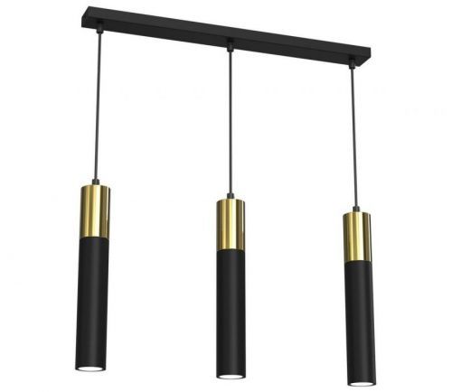 Lustr na lanku CASSA 3xGU10/8W/230V černá/zlatá
