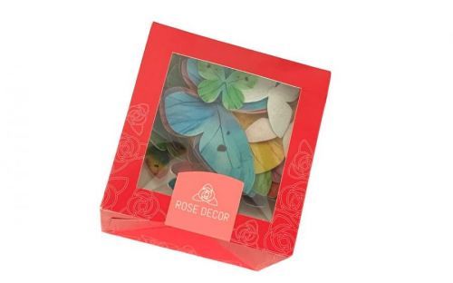 Duhoví motýli - dekorace z jedlého papíru 87 ks - Rose Decor