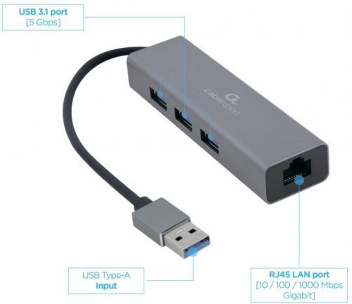 GEMBIRD USB-A/LAN, 3x USB 3.0 (A-AMU3-LAN-01)