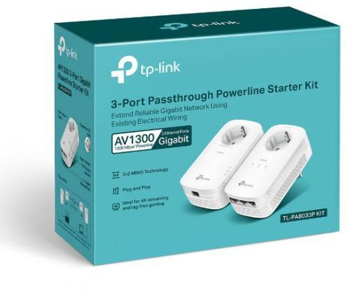 TP-Link TL-PA8030P AV1300 3-portový Gigabit Passthrough Powerline Starter Kit (TL-PA8033P KIT)