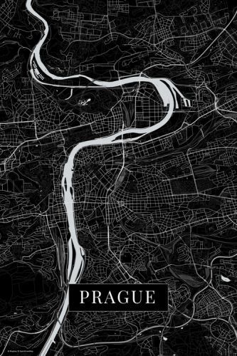 POSTERS Mapa Praha black, (26.7 x 40 cm)