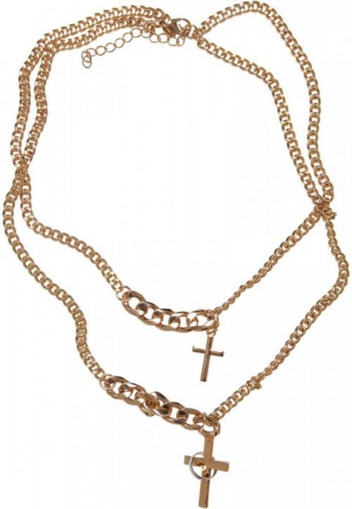 Various Chain Cross Necklace - gold
