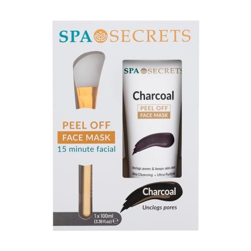 Xpel Spa Secrets Peel Off Face Mask dárková kazeta pro ženy pleťová maska Spa Secrets Charcoal Peel Off 100 ml + aplikátor