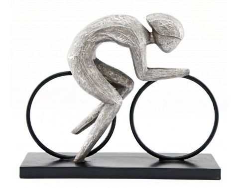 Dekorační soška Cyklista, antická stříbrná