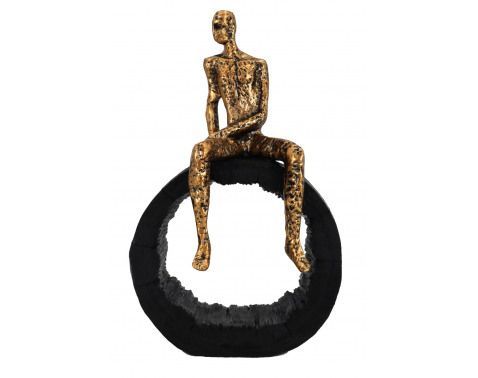 Dekorační soška Postava sedící na kruhu, zlatá