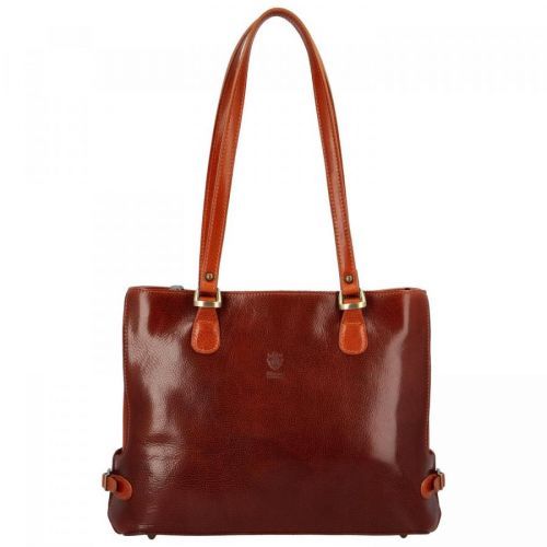 Luxusní dámská kožená kabelka Iris, hnědá - koňaková