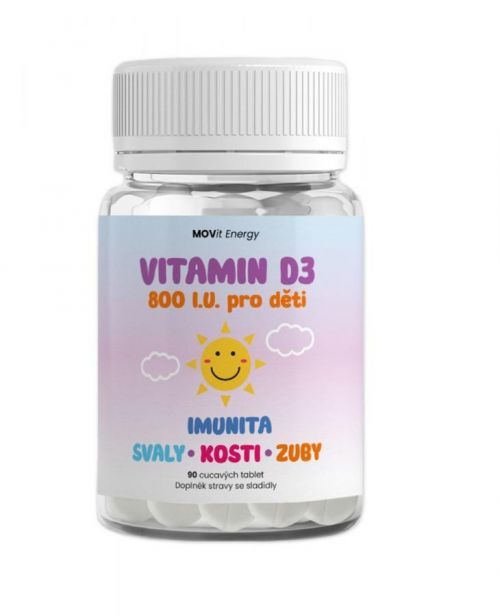MOVit Energy Vitamin D3 800 I.U. pro děti 90 cucavých tablet