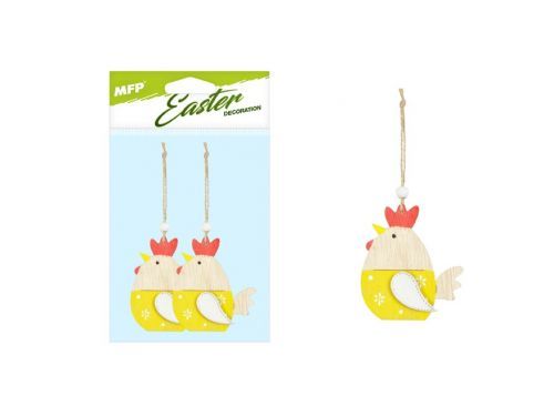 MFP 2221612 Slepice závěs 2ks/9cm žluté dřevo