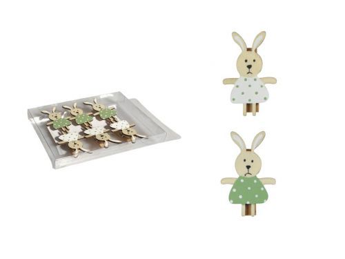 MFP 2221607 Kolíčky zajíci 6ks/4,5cm dřevo