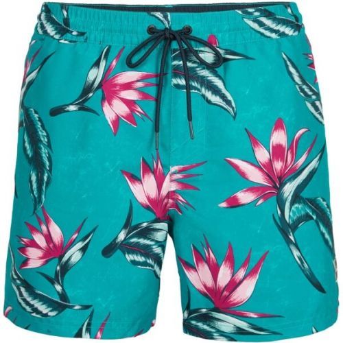 O'Neill FLORAL SHORTS Pánské plavecké šortky, tyrkysová, velikost XL