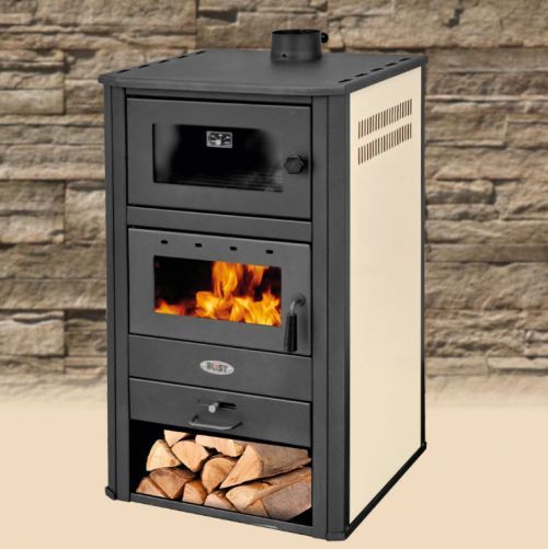 BLIST krbová kamna MILANO E (BRM E) s výměníkem a troubou - krémová