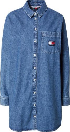 Šaty Tommy Jeans modrá džínovina / tmavě modrá / ohnivá červená / bílá