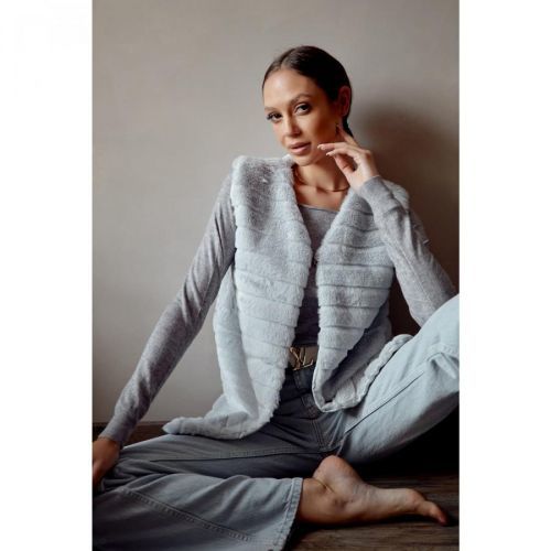 Ladies' light gray fur vest