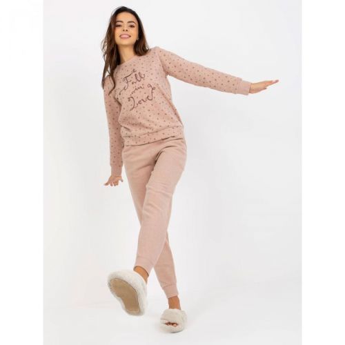 Beige warm pajamas with pants and a sweatshirt