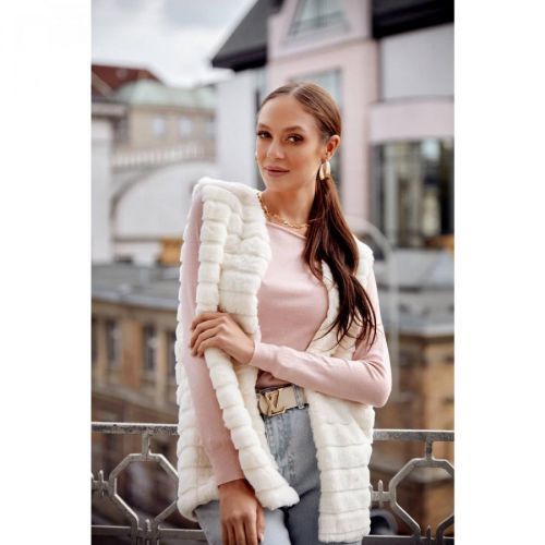 Cream fur vest for women