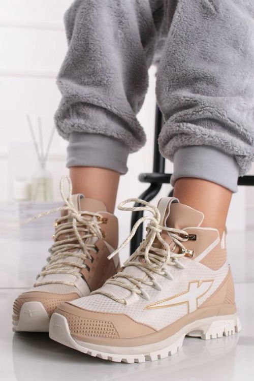 Zlato-béžové kotníkové trekingové tenisky 1-25255