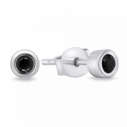 Brilio Silver Nadčasové stříbrné náušnice s černými zirkony EA609WBC