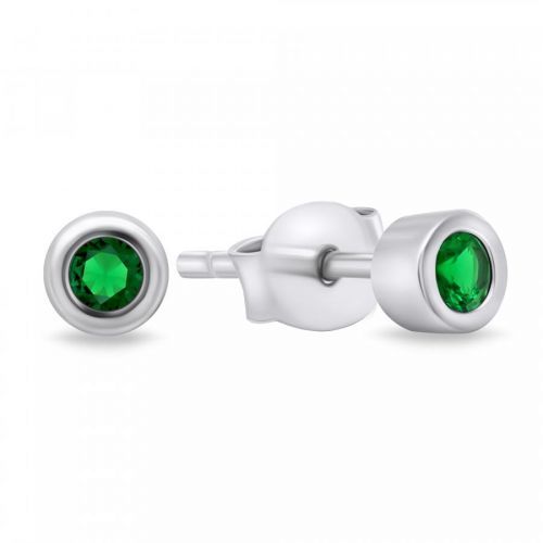 Brilio Silver Nadčasové stříbrné náušnice se zelenými zirkony EA609WG
