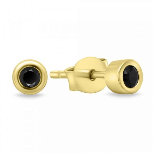 Brilio Silver Nadčasové pozlacené náušnice s černými zirkony EA609YBC