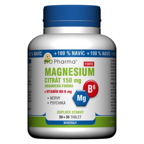 BIO PHARMA Magnesium citrát Forte 150mg + Vitamín B6 30+30 tablet