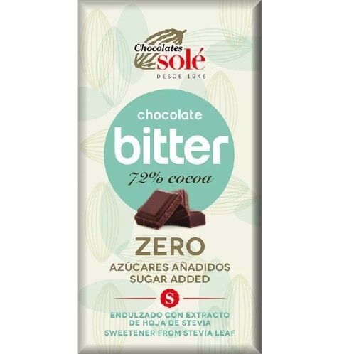 Čokoláda hořká 72% se stévií bez cukru SOLÉ 100 g 100g