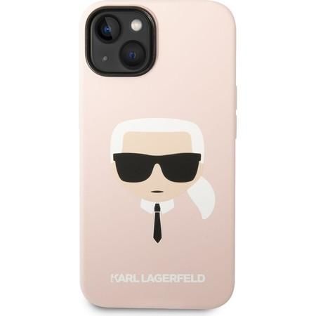 Karl Lagerfeld MagSafe kryt Liquid Silicone Karl Head iPhone 14 růžový