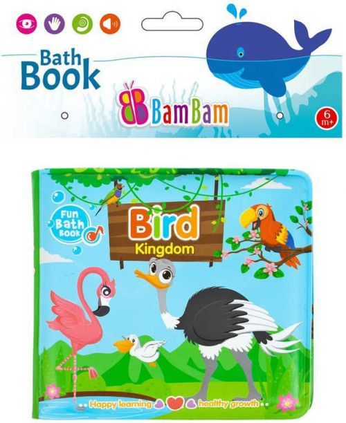 BAM BAM Baby knížka ptáčci pískací do vany na koupání pro miminko