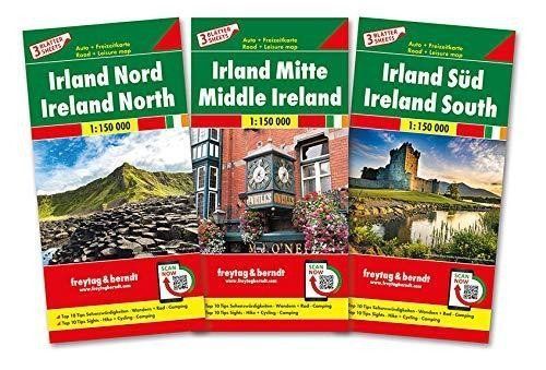 Irsko 1:150.000 set - 3 mapy / Irland-Set, Autokarte 1:150.000, 3 Blätter in Kunststoff-Hülle