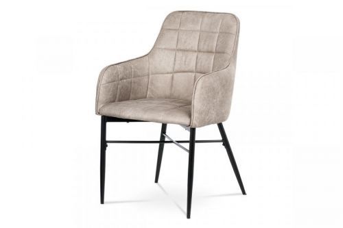 - Jídelní židle, potah lanýžová látka v dekoru vintage kůže, kovová čtyřnohá podno - AC-9990 LAN3