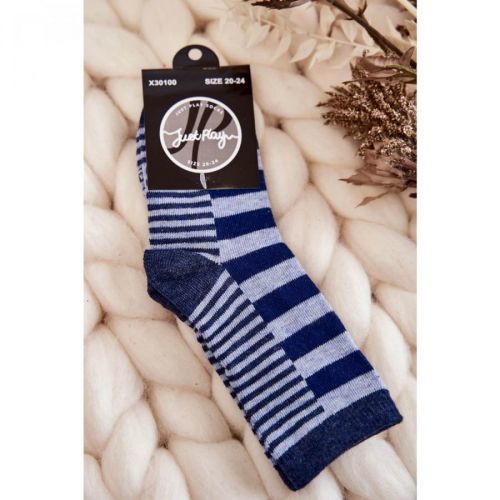 Children's classic socks with stripes and stripes navy blue