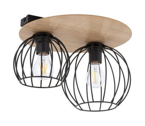 Přisazený lustr CYBER 2xE27/60W/230V dřevo/černá