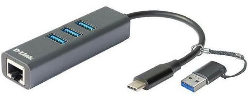 D-Link DUB-2332 USB-C/USB to Gigabit Ethernet Adapter with 3 USB 3.0 Ports (DUB-2332)