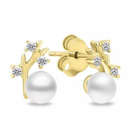 Brilio Silver Jedinečné pozlacené náušnice s pravými perlami EA622Y