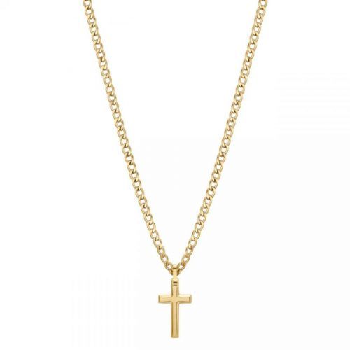 Brosway Módní pozlacený náhrdelník s křížkem Ink BIK30
