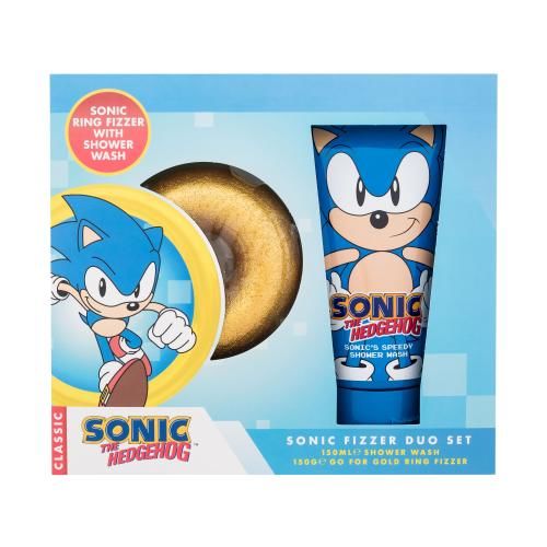 Sonic The Hedgehog Bath Fizzer Duo Set dárková kazeta pro děti bomba do koupele 150 g + sprchový gel Sonic's Speedy 150 ml