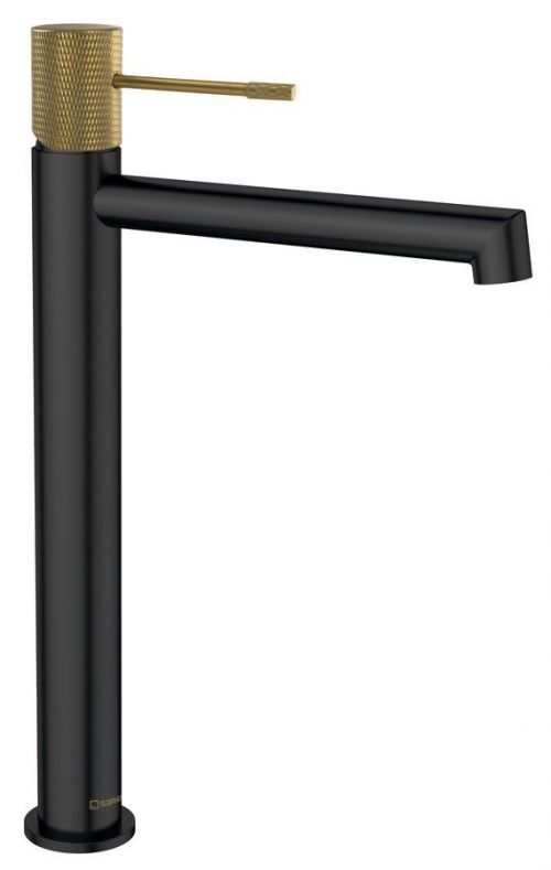 SAPHO SOLARIS stojánková umyvadlová baterie vysoká, bez výpusti, černá/zlatá WD006G