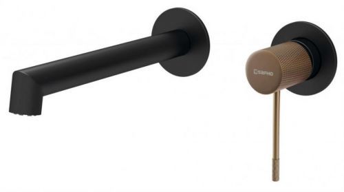 SAPHO SOLARIS podomítková dvouprvková umyvadlová baterie, černá/růžové zlato WD008PG