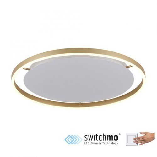 LEUCHTEN DIREKT LED stropní svítidlo, matná mosaz, kruhové pr.60cm, stmívatelné, Switchmo, teplá bílá krokově stmívatelné 3000K