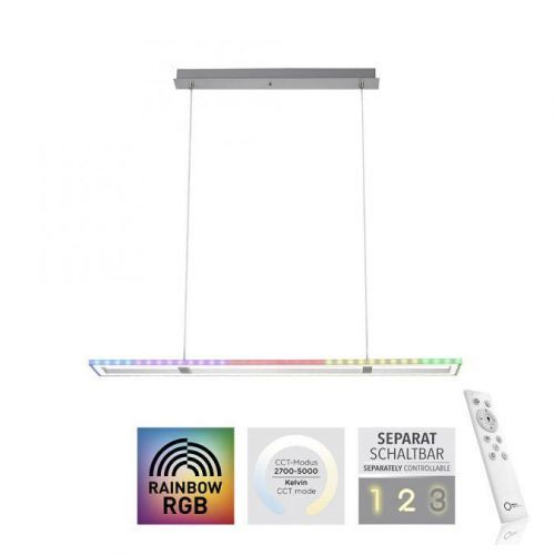 LEUCHTEN DIREKT LED závěsné svítidlo, stříbrná barva, stmívatelné, Rainbow RGB, paměťová funkce RGB plus 2700-5000K