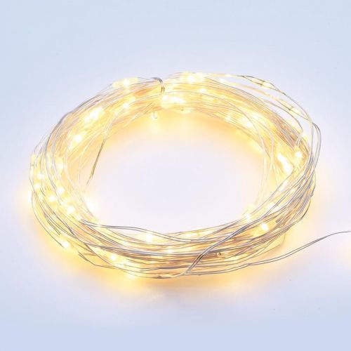 ACA Lighting 300 LED dekorační řetěz WW stříbrný měďený kabel 220-240V plus 8 funkcí IP44 30m plus 3m 7.2W XSW300WWAF44 Studená bílá