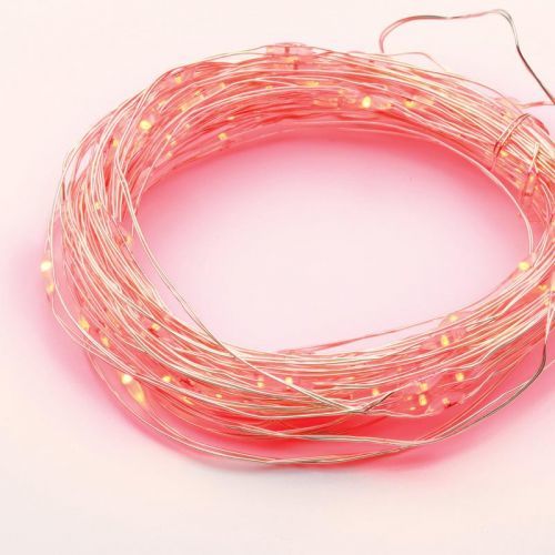 ACA Lighting 100 LED dekorační řetěz s časovačem červená stříbrný měďený kabel na baterie 3XAA IP44 10m plus 10cm X01100415