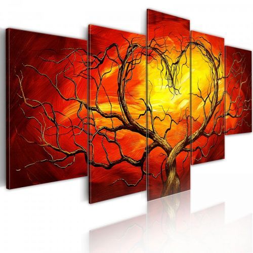 Bimago Obraz Hořící srdce 200 cm x 100 cm