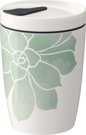 Zeleno-bílý porcelánový termohrnek Villeroy & Boch Like To Go, 290 ml